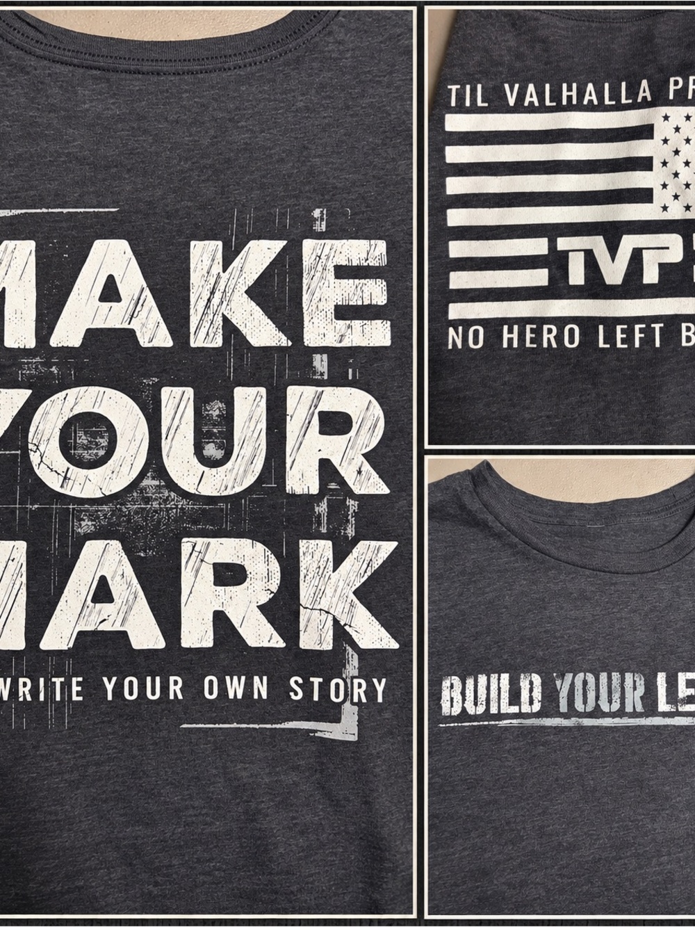Till Vallhalla Project TVP“Build Your Legacy” Short Sleeve T‑Shirt - Heather Gra